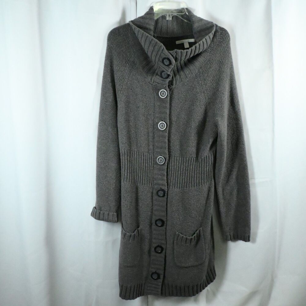 Old Navy Gray Chunky Long‎ Cardigan Sweater Lambswool Women's XL